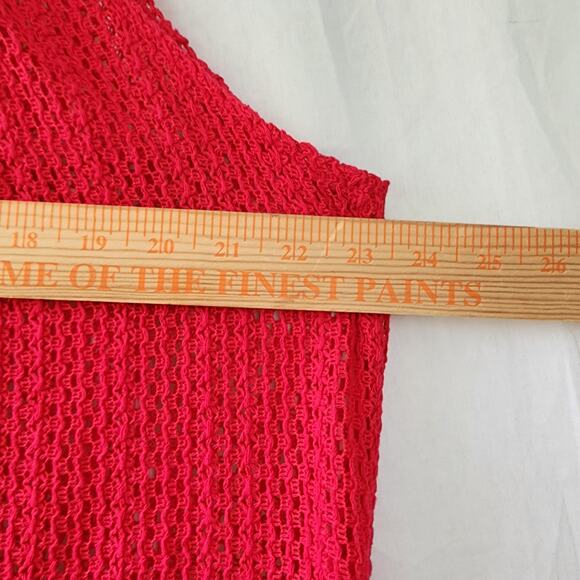 C&C California Cover-Up crochet Mini Dress Swimwear Size M NWT red pockets sheer - Picture 5 of 12